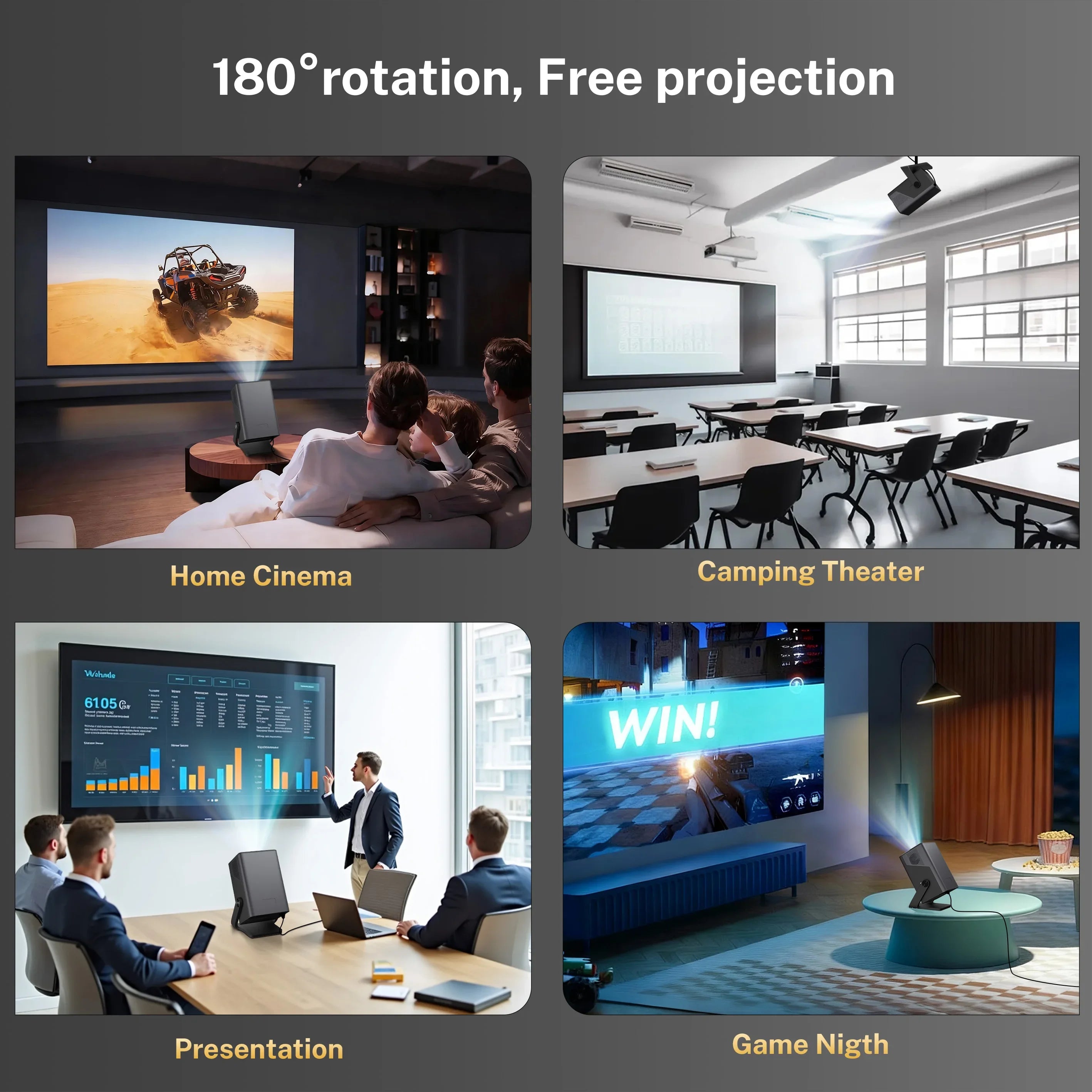 8K Support Ultra High Definition Projector with Android 14 OS, Native1080P 1000ANSI